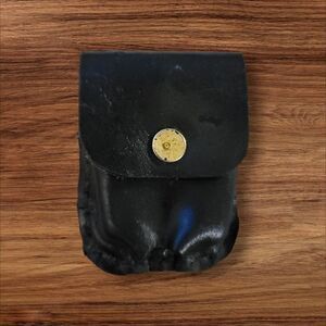 Black Leather Mini Pouch Plain - Fits Air Pods! (7005)
